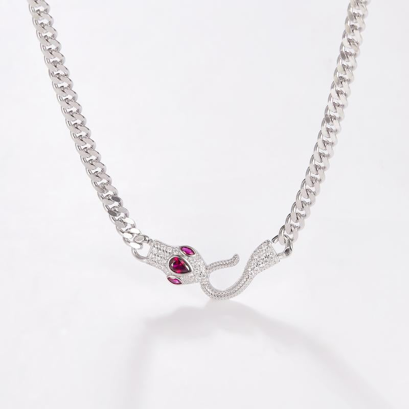 (Xy006)Snake-Shaped Zirconia Necklace