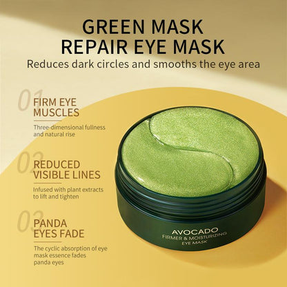 Audozava Avocado Eye Mask - Natural Moisturizing Essence for Relieving Dark Circles, Patches, and Wrinkles - 30G Eye Gel Pads for Hydrating Skin