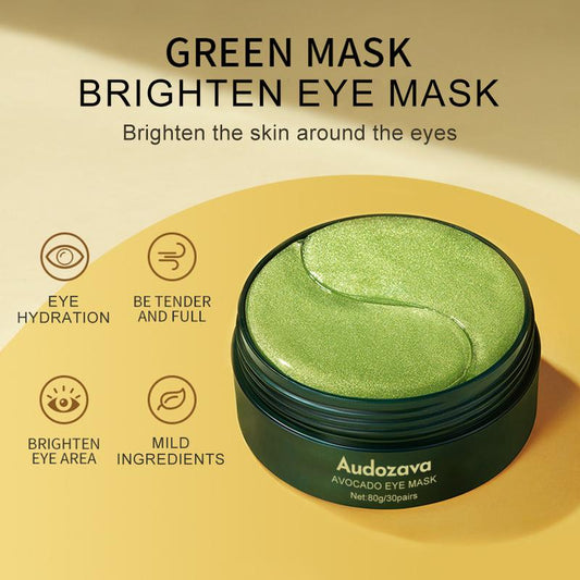 Audozava Avocado Eye Mask - Natural Moisturizing Essence for Relieving Dark Circles, Patches, and Wrinkles - 30G Eye Gel Pads for Hydrating Skin